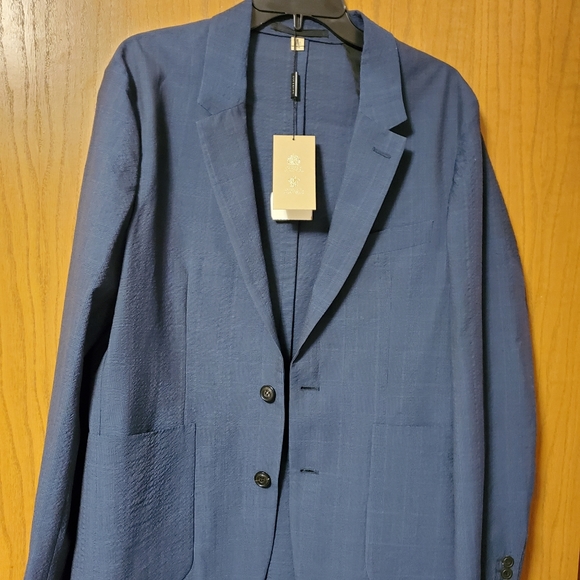 NWT$686 Burberry Blue Mens Linen Wool Blazer Jacket Coat Sz 42 - Picture 16 of 16